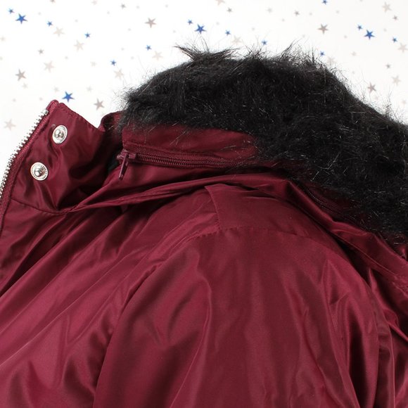 NWT with Defect Burgundy Fur lined Hood Anorak Parka Jacket - Picture 8 of 14
